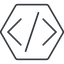 Thin, line, solid, hexagon, code, html, text, editor, source, source-code, xml, code-thin icon
