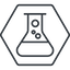 Thin, line, up, hexagon, bubble, bubbles, graduated, erlenmeyer, chemical, flask, lab, laboratory, chemistry, potion, glassware, conical, bubbling, boiling, bulbous, erlenmeyer-bubbling-thin icon