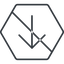 Thin, line, down, hexagon, arrow, direction, prohibited, arrow-simple-thin icon