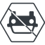 Thin, line, down, hexagon, car, front, vehicle, transport, prohibited, car-front-small icon