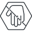 Thin, line, down, solid, hexagon, prohibited, hand, stop, fingers, hand-thin icon