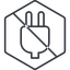 Thin, line, left, hexagon, horizontal, mirror, prohibited, electricity, plug, charge, charger, electric, plug-thin, electrics, electrical icon
