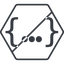Thin, line, hexagon, horizontal, mirror, three, dots, prohibited, ..., curly, bracket, brackets, {...}, definition icon