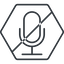 Thin, line, hexagon, horizontal, mirror, prohibited, volume, mute, music, sound, radio, microphone, micro, sing, song, mic, record, microphone-thin icon