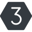 Thin, solid, hexagon, three, number, font, digit, three-thin, 3 icon