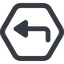 Line, down, wide, hexagon, sign, confirm, horizontal, mirror, arrow, key, submit, send, return, enter, return-sign, return-sign-wide icon