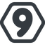 Line, down, wide, hexagon, number, font, digit, 6, six, six-wide, 9, nine icon
