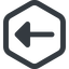 Line, left, wide, hexagon, arrow, arrow-solid icon