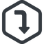 Line, left, wide, hexagon, sign, confirm, arrow, key, submit, send, return, enter, return-sign-solid, return-sign icon