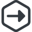 Line, right, wide, hexagon, arrow, arrow-solid icon