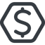 Line, wide, hexagon, symbol, money, donate, donation, coin, dollar, currency, us, usa, dollar-wide icon