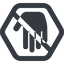 Line, down, wide, solid, hexagon, prohibited, hand, stop, fingers, hand-solid icon