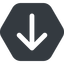 Down, solid, hexagon, arrow, direction, arrow-simple-wide icon
