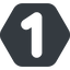 Wide, solid, hexagon, number, font, one, digit, one-wide, 1 icon