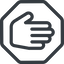 Line, left, normal, solid, octagon, horizontal, mirror, hand, stop, fingers icon