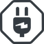 Line, left, normal, octagon, horizontal, mirror, electricity, plug, charge, charger, electric, electrics, electrical, plug-alt icon