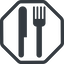 Line, up, normal, octagon, horizontal, mirror, dot, food, fork, pictogram, dot-50, restaurant, knife, eat, dot-restaurant icon
