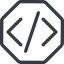 Line, normal, solid, octagon, code, html, text, editor, source, source-code, xml icon