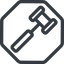 Line, normal, octagon, gavel, law, auction, hammer, judge icon