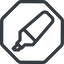 Line, normal, octagon, pen, draw, marker, color, highlighter, annotate, school, highlight icon