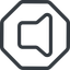 Line, normal, octagon, speaker, volume, mute, unmute, music, sound, loudspeaker icon