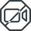Line, down, normal, octagon, horizontal, mirror, youtube, video, prohibited, camera, film, movie, videocamera icon