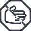 Line, left, normal, solid, octagon, horizontal, mirror, prohibited, hand, stop, fingers icon