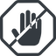 Line, up, normal, solid, octagon, horizontal, mirror, prohibited, hand, stop, fingers, hand-solid icon