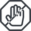 Line, up, normal, solid, octagon, horizontal, mirror, prohibited, hand, stop, fingers icon