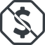Line, normal, octagon, symbol, money, donate, donation, prohibited, coin, dollar, currency, us, usa, dollar-solid icon