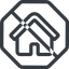 Line, normal, octagon, small, home, house, prohibited, home-small icon