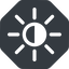 Down, normal, solid, octagon, star, light, brightness, luminosity, intensity, brilliance, lighter, darker, dark, mode, Illumination, sun, shine, flash, ray, brightness-half icon