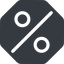 Normal, solid, octagon, percent, pct, percentage, ratio, discount icon