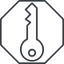 Thin, line, left, octagon, horizontal, mirror, unlocked, unlock, locked, lock, key, access, security, key-thin icon