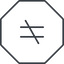 Thin, line, octagon, sign, not, horizontal, mirror, symbol, math, mathematics, inequality, mathematical, equal, not-equal, different, not-equal-thin, maths icon