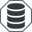 Thin, line, up, octagon, mysql, sql, database, db, storage, barrel, database-solid icon