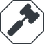Thin, line, octagon, gavel, law, auction, hammer, judge, gavel-solid icon