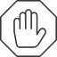 Thin, line, up, solid, octagon, hand, stop, fingers, hand-thin icon