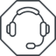Thin, line, octagon, phone, call, headset, headphone, microphone, support, headset-thin icon