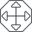 Thin, line, up, octagon, arrow, direction, expand, arrows, move, move-thin icon