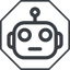 Thin, line, octagon, robot, robotics, head icon