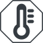Thin, line, solid, octagon, temperature, thermometer, heat, high, hot, thermometer-high, thermometer-high-solid icon