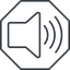 Thin, line, up, octagon, speaker, volume, mute, unmute, music, sound, loudspeaker, volume-3-thin icon