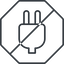 Thin, line, left, octagon, prohibited, electricity, plug, charge, charger, electric, plug-thin, electrics, electrical icon