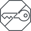 Thin, line, up, octagon, horizontal, mirror, prohibited, unlocked, unlock, locked, lock, key, access, security, key-thin icon