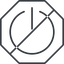 Line, octagon, horizontal, mirror, prohibited, power, on, off, turn-on, turn-off, power-thin icon