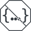 Thin, line, octagon, three, dots, prohibited, ..., curly, bracket, brackets, {...}, definition icon