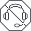 Thin, line, octagon, prohibited, phone, call, headset, headphone, microphone, support, headset-thin icon