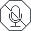 Thin, line, octagon, prohibited, volume, mute, music, sound, radio, microphone, micro, sing, song, mic, record, microphone-thin icon