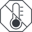 Thin, line, octagon, prohibited, temperature, low, thermometer, cold, thermometer-low, thermometer-low-thin icon
